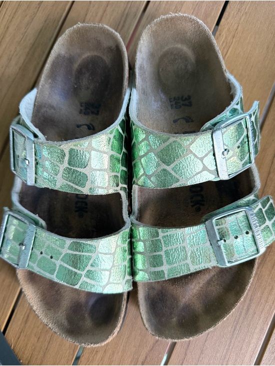 Birkenstock Shoes - Birkenstock Arizona in  Iridescent Matcha Sandals